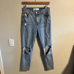 Reformation Distressed Light Wash High Rise Skinny Jeans Size 27